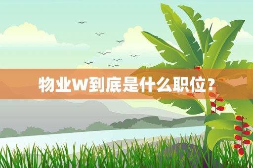 物业W到底是什么职位？