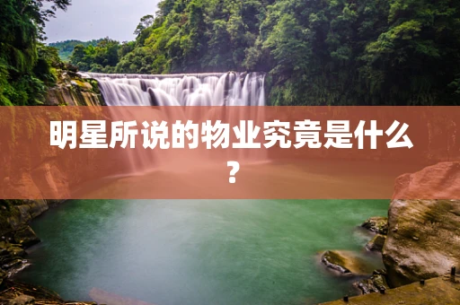 明星所说的物业究竟是什么？