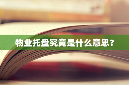 物业托盘究竟是什么意思？
