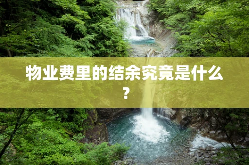 物业费里的结余究竟是什么？