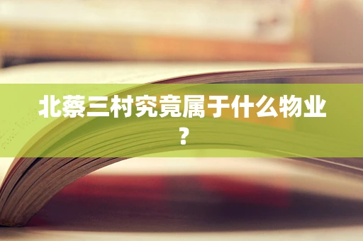北蔡三村究竟属于什么物业？