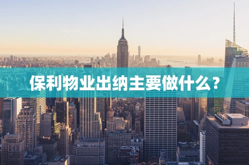 保利物业出纳主要做什么？