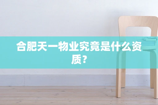 合肥天一物业究竟是什么资质？