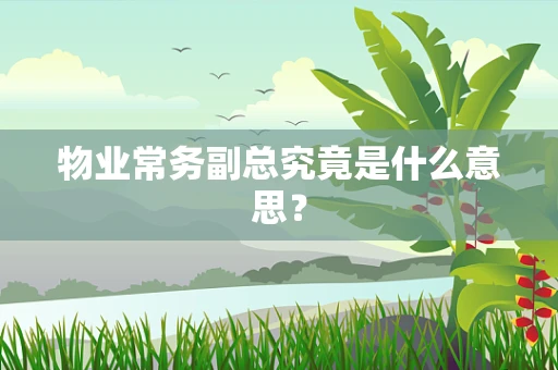 物业常务副总究竟是什么意思？
