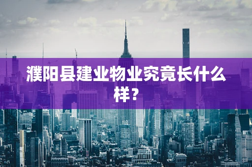 濮阳县建业物业究竟长什么样？