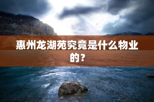 惠州龙湖苑究竟是什么物业的？