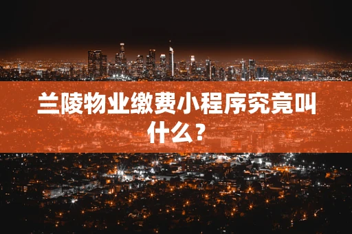 兰陵物业缴费小程序究竟叫什么？