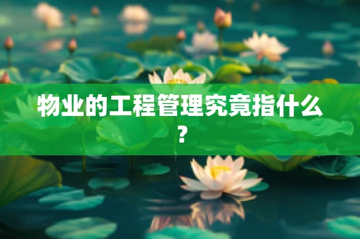 物业的工程管理究竟指什么？